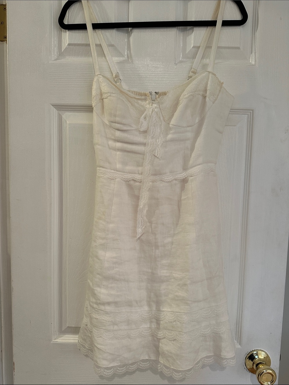 Reformation Cream Lace-Trim Slip Dress